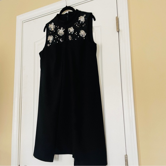 Studio Badgley Mischk pleated Sequin Bib Black Dress Large - Picture 3 of 12